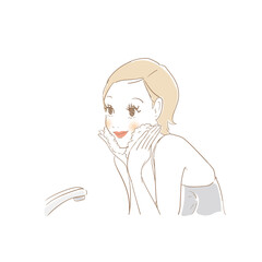 顔を洗う女性