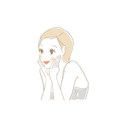 鏡を覗き込む女性