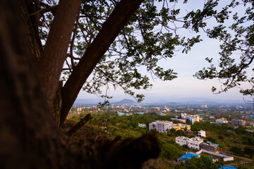 City from the hill top, outskirt of Pune, Maharashtra, India