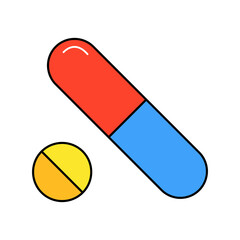 Vector illustration of capsule and tablet medicine.