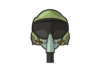 Jet fighter pilot helmet, simple flat illustration © supirloko89