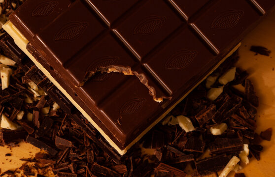 Chocolate bitten from a high angle