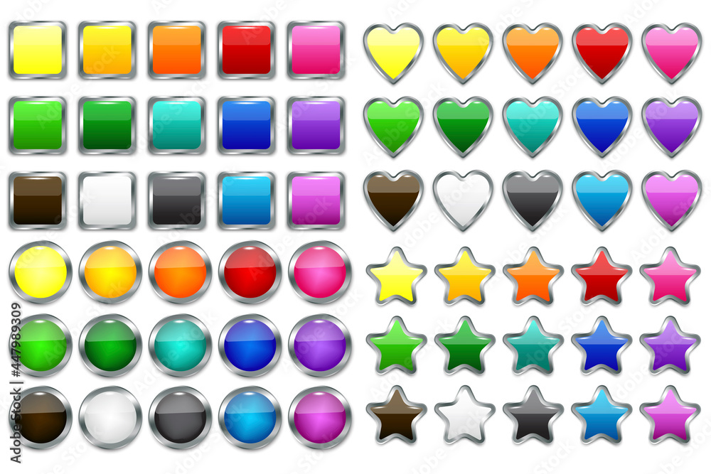 Wall mural plastic colored buttons in modern style. blank shiny colored buttons. banner web buttons. vector ill