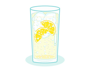 レモンサワーやレモンジュースやレモンソーダをイメージしたドリンクのイラスト