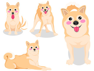 柴犬　犬　セット　素材　イラスト