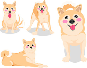 柴犬　犬　セット　素材　イラスト