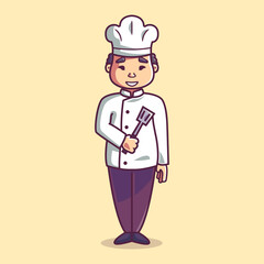 Chubby chef mascot character. Cartoon style character