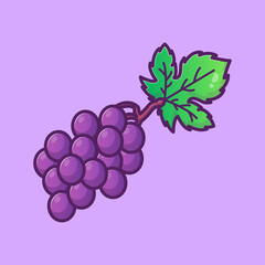Purple grapes illustration. Cartoon icon style