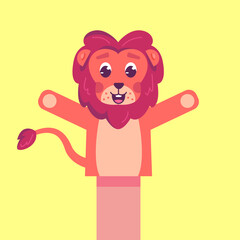 Obraz premium Lion hand Puppet. Hand drawn style