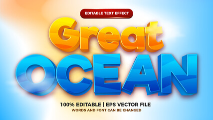 great ocean cartoon comic editable text effect style template