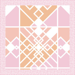 scarf pattern design light pink color. Geometric ornament with frame, border. Bandanna, shawl, scarf, tablecloth design for textile fabric print 