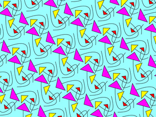 Bauhaus geometric pattern background, vector abstract triangle. Yellow, purple, red and blue color, trendy Bauhaus pattern backgrounds set