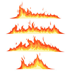 Set of red and orange fire flame. vector illustration