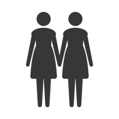 手をつなぐ2人の女性のアイコン：国際女性デー・双子・姉妹・カップル・ LGBTQ+
