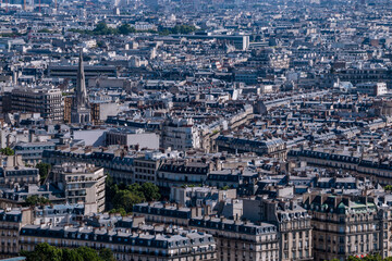 Fototapeta na wymiar aerial view of the town of paris with its traditional buildings