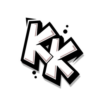 Simple Initial Logo Lettering Cartoon Grafity Black and White KK