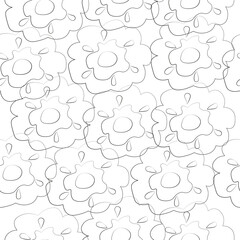 art pattern with contour flowers on a white background 