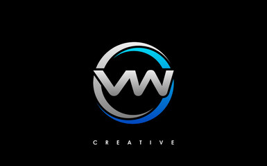 VW Letter Initial Logo Design Template Vector Illustration - obrazy, fototapety, plakaty