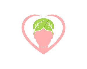 Nature leaf on the beauty woman head