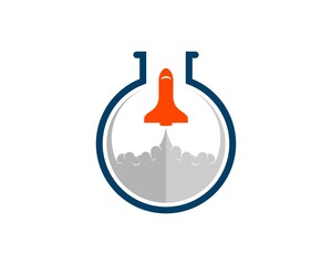 Bottle laboratory with orange rocket launch inside