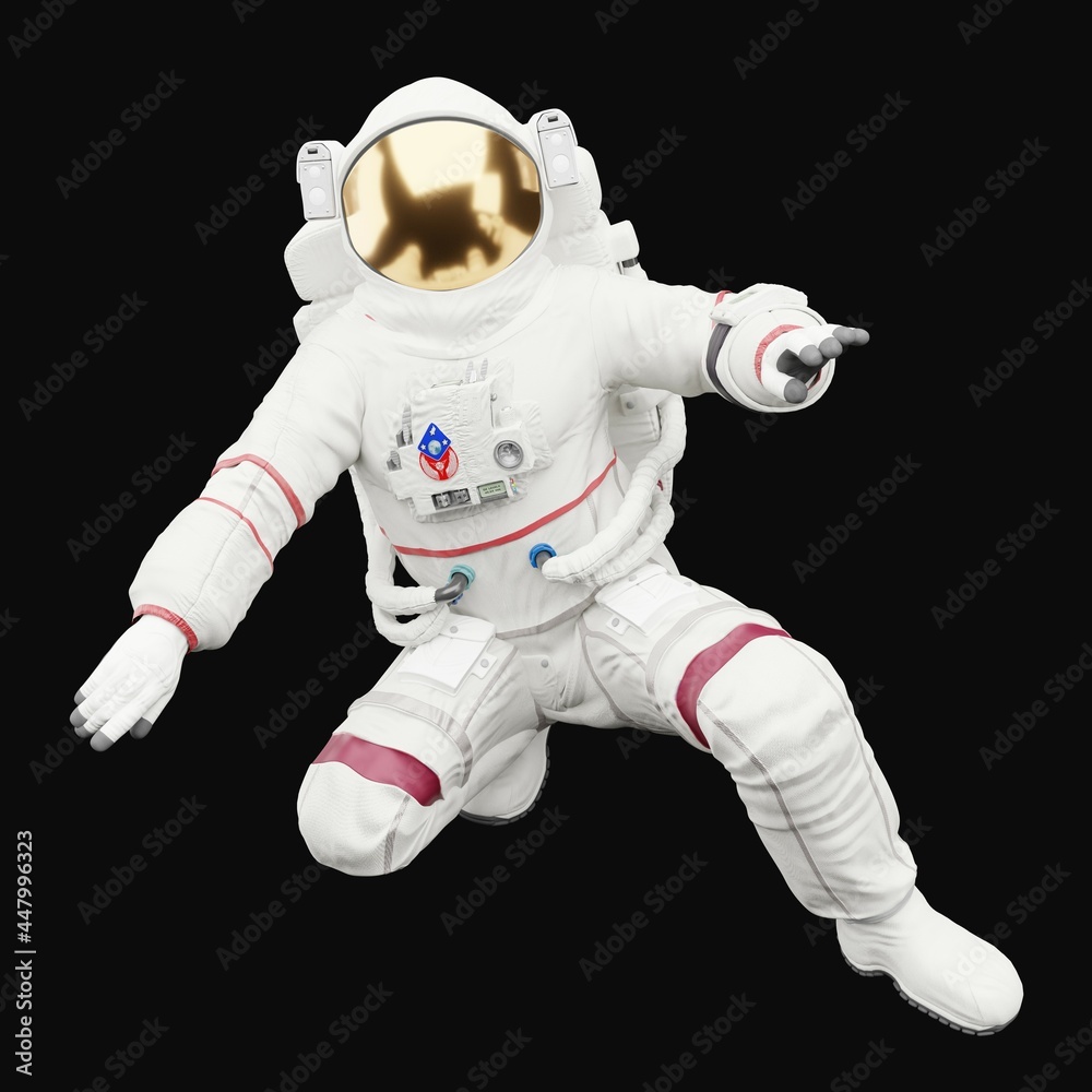 Canvas Prints astronaut posing like space parson in-universe 3d render with black background