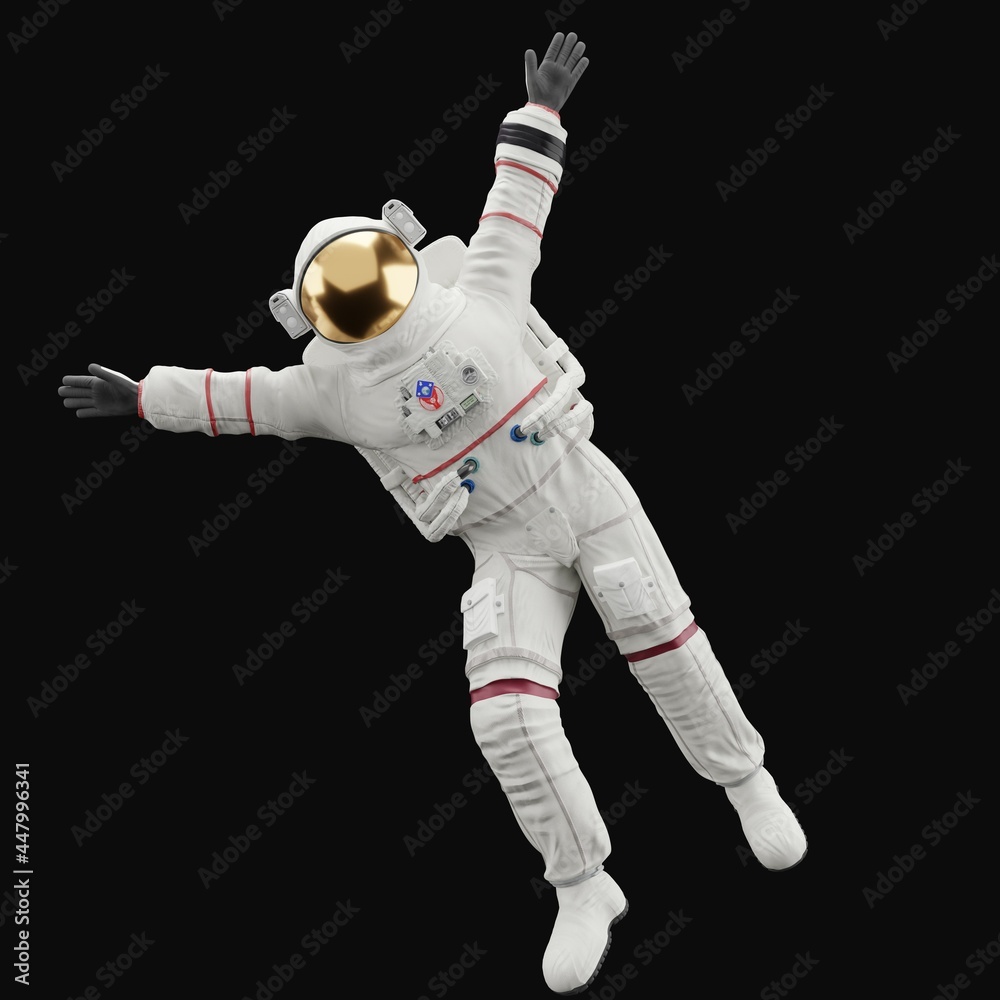 Canvas Prints astronaut posing like space parson in-universe 3d render with black background