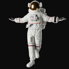 astronaut posing like space parson in-universe 3d render with black background © dada_design