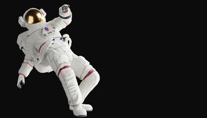 astronaut posing like space parson in-universe 3d render with black background © dadadesign