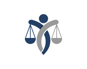 Abstract human with scale balance law firm shape logo