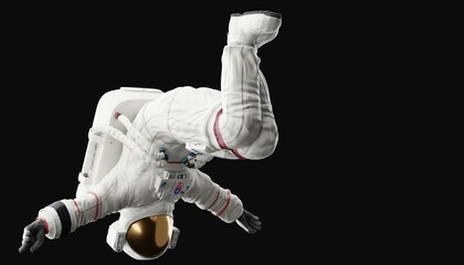 astronaut posing like space parson in-universe 3d render with black background © dada_design
