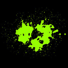 green neon paint splash isolated on black background, paint splash isolated.