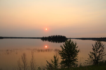 Fototapeta na wymiar Sunset From The Hill, Elk Island National Park, Alberta