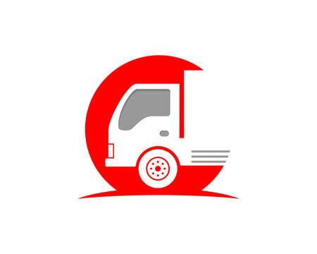 Truck delivery silhouette in the circle logo