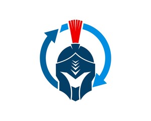 Circular arrow with spartan helmet inside