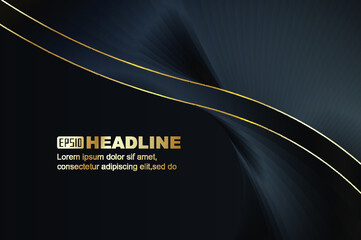 3D rendering of black and gold striped lines with high quality textured background.