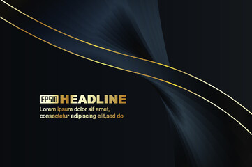 3D rendering of black and gold striped lines with high quality textured background.