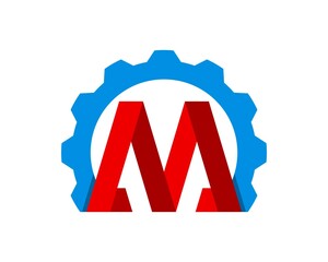 Mechanical gear with M letter initial inside