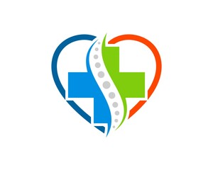 Simple love shape with medical cross and chiropractic inside