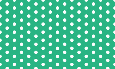 seamless polka white dots pattern on Dark Cyan background. - obrazy, fototapety, plakaty
