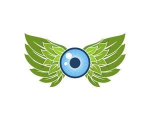 Clean eyes with nature leaf wings logo