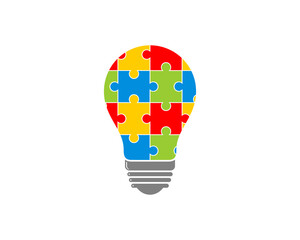 Light bulb from puzzle arrangement logo