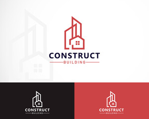 Naklejka premium construct logo creative line building city real estate