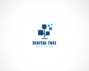 Obraz premium digital tree logo creative concept education technology icon