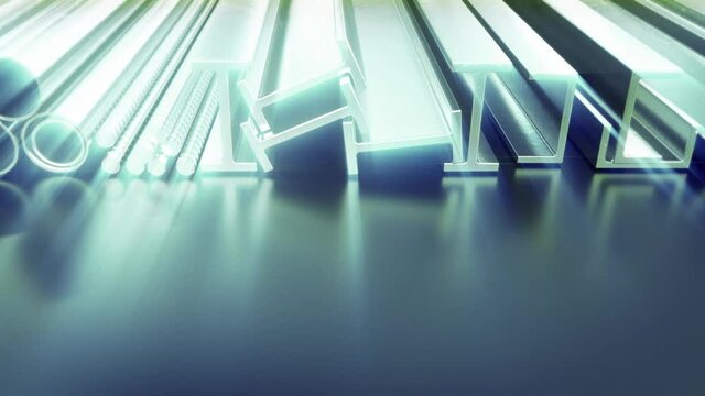 shining different metal profile scrolling background, seamless loop