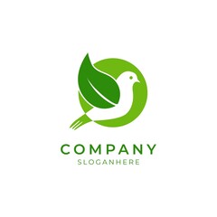 illustration of bird and leaf logo perfect for modern company