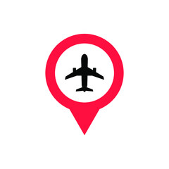 location of airplane or airport icon sign. airplane icon vector illustration. 