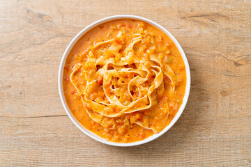 fettuccine pasta with creamy tomato sauce