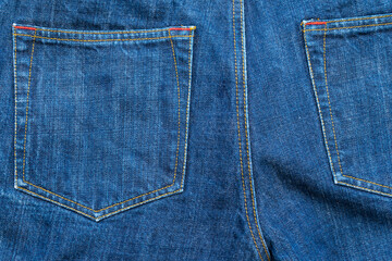 Blue Jeans and bleached background,denim with seam of fashion design with pocket.