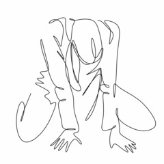 continuous drawing a young woman sits and presses her knees to her chest depression of loneliness, depression of spirit. A concept with mental disorders. World Suicide Prevention Day.