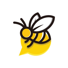 Chat bee social media colored symbol logo style line art illustration design vector